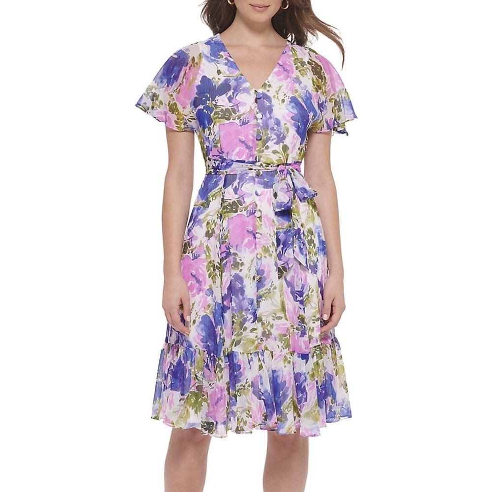 Calvin Klein Floral Midi Chiffon Dress​​